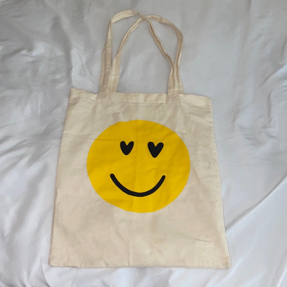 Smiley face tote bag